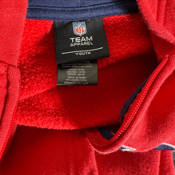 NEW ENGLAND PATRIOTS YOUTH ZIP HOODIE SWEATSHIRT NFL TEAM APPAREL RED NAVY 14/16 - Picture 6 of 12